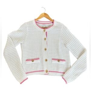 Nicole Miller Chic White and Pink Women's Sweater